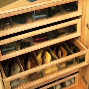 Shoe drawers with lucite fronts