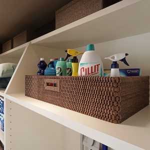 Angle back top shelf for easy access behind headers