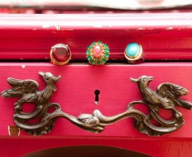 antique red jewelry box